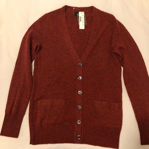 NWT J. Crew Heather Red Cashmere Cardigan Size XS